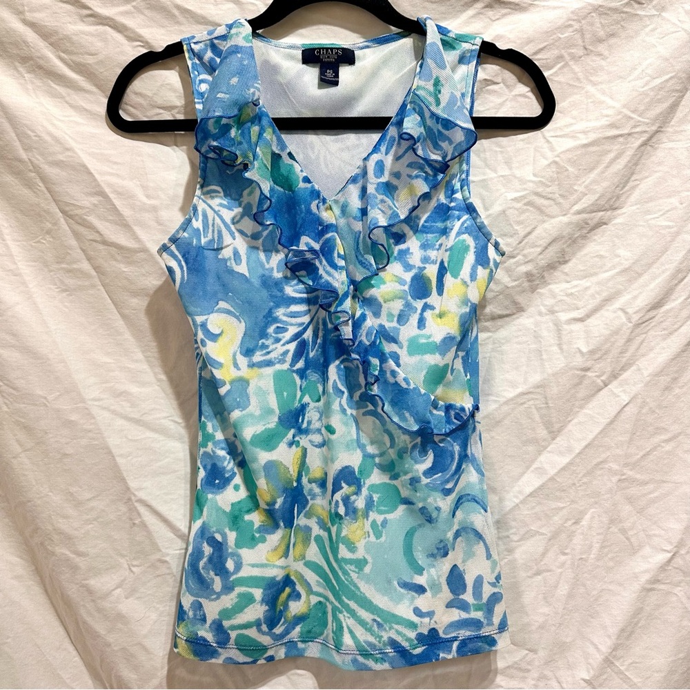 CHAPS PAISLEY BLUE/YELLOW/WHITE PRINT Y2K TANK TOP | Size Small